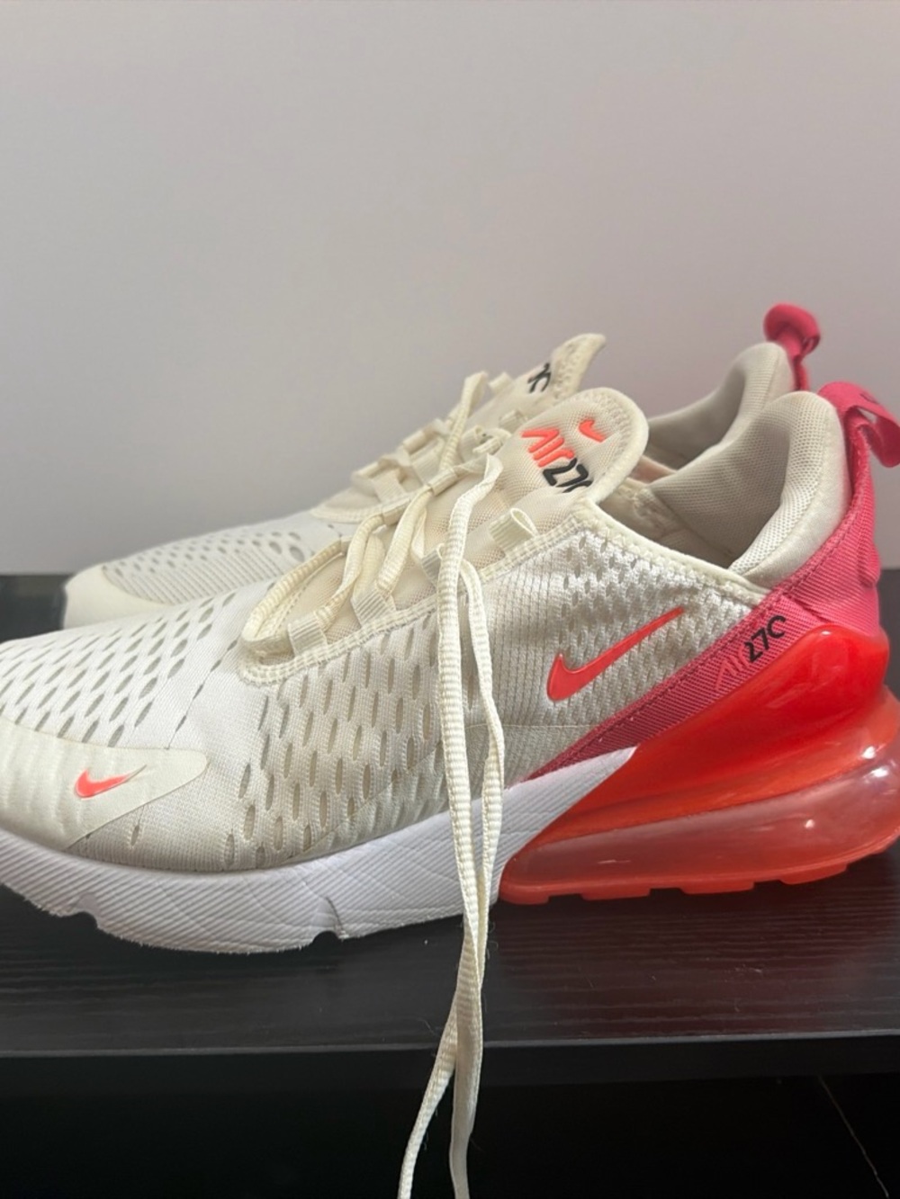 Nike Kids Cream and Pink/Red Air Max 270 Youth Sneakers